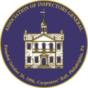 Association of Inspectors General logo that includes a picture of Carpenters Hall in Philadelphia